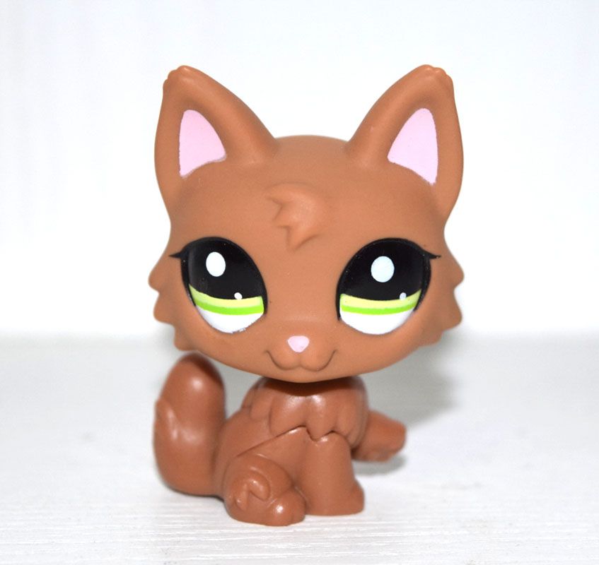 Littlest Pet Shop Animal Green Eyes Brown Fox Figure Doll Child Toy 