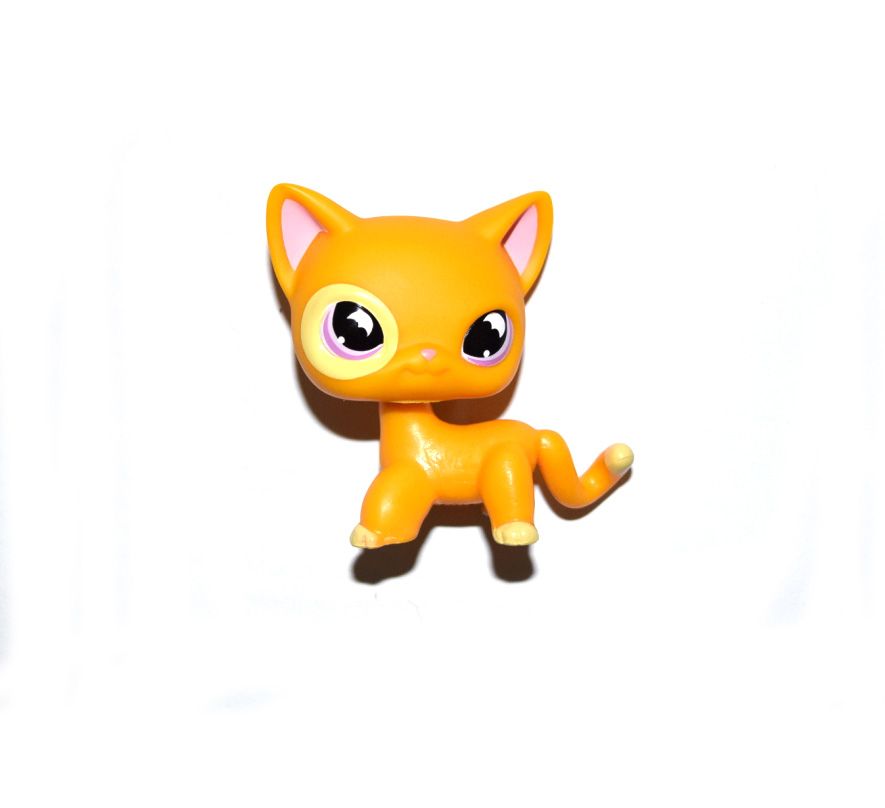 Littlest Pet Shop Purple Eyes Orange Short Hair Cat Kitty Figure